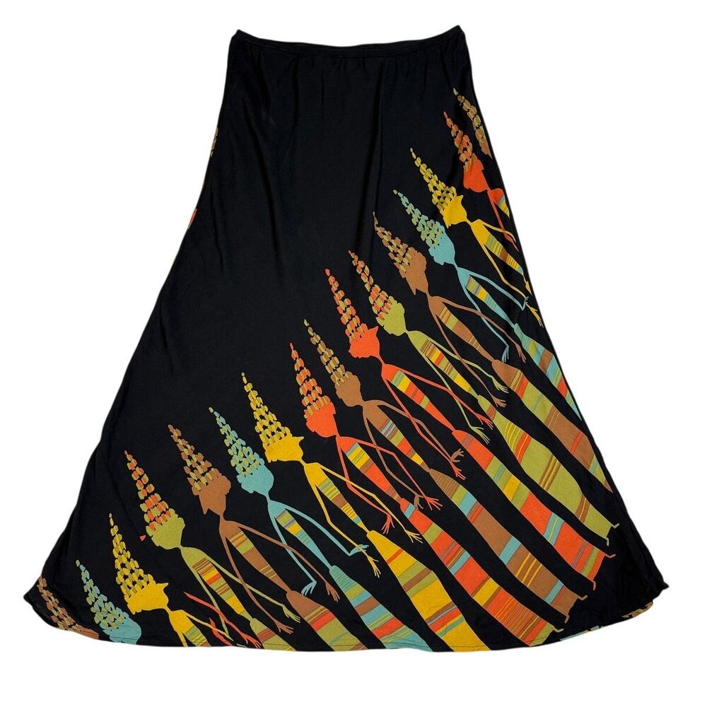 Vintage Harari Womens Size S Silk Printed Midi Skirt